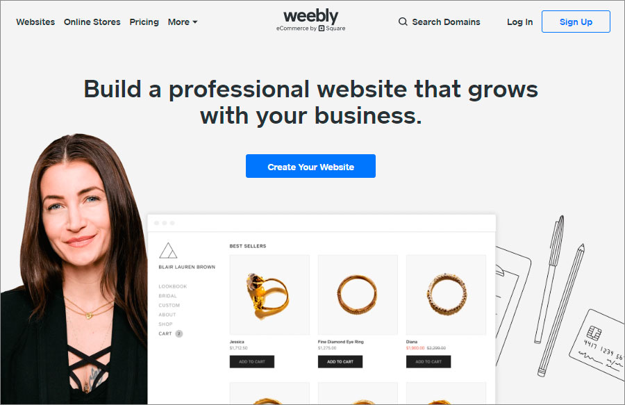 screenshot of Weebly's website