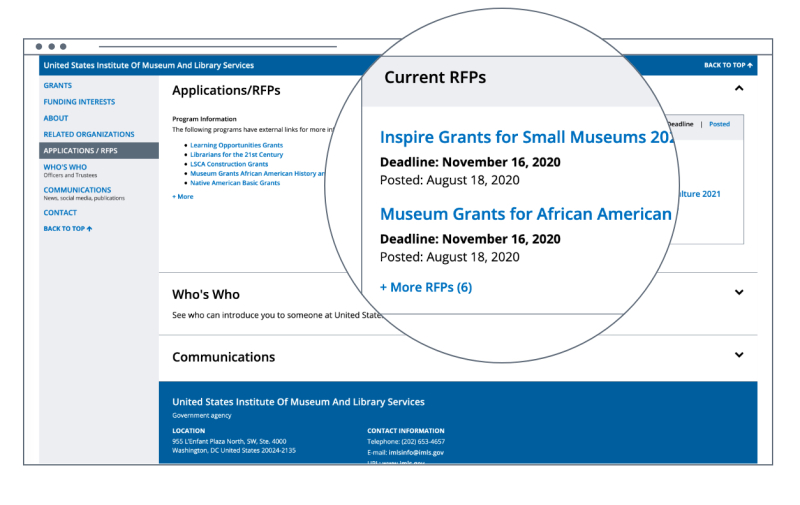 Open RFPs on a Grantmaker Profile