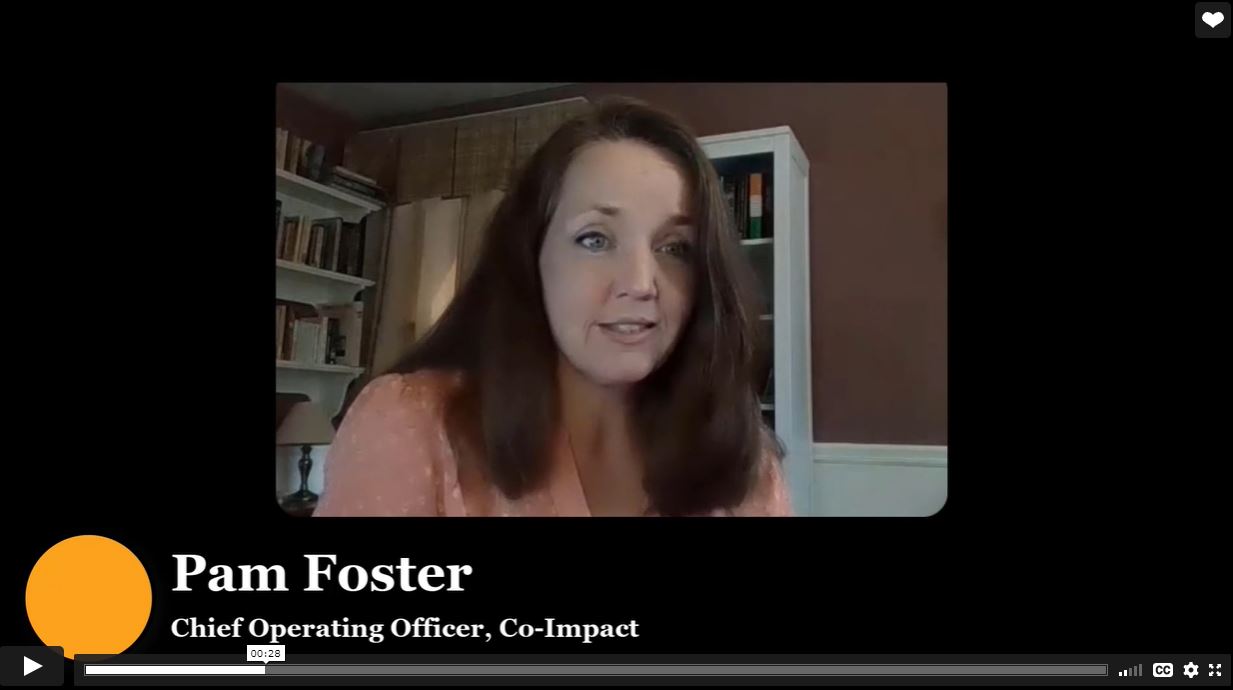 Screenshot of video featuring Pam Foster, COO of Co-Impact
