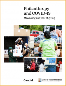 Cover of Philanthropy and COVID-19: Measuring one year of giving